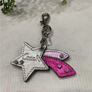 Coach Silver and Pink Shooting Star Keychain